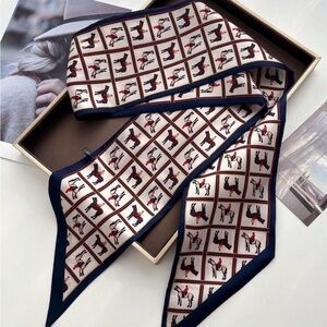 Elegant Silk Scarf with Horse Print